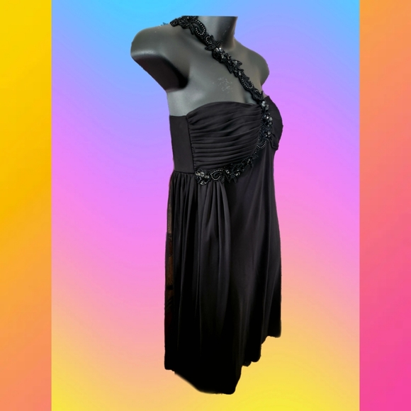 DRESS BARN COLLECTION BLACK ONE STRAP EVENING DRESS SIZE 10 BNWT - Picture 3 of 8